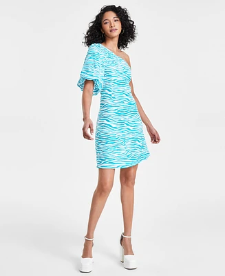 Bar Iii Women's Zebra-Print Puffed-Sleeve Dress, Created for Macy's
