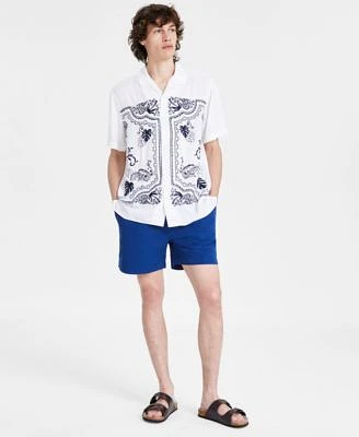 Sun Stone Mens Conrad Regular Fit Tropical Paisley Button Down Camp Shirt Regular Fit Solid 5 Drawstring Shorts Created For Macys
