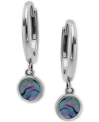 Giani Bernini Abalone Disc Dangle Hoop Drop Earrings in Sterling Silver, Created for Macy's