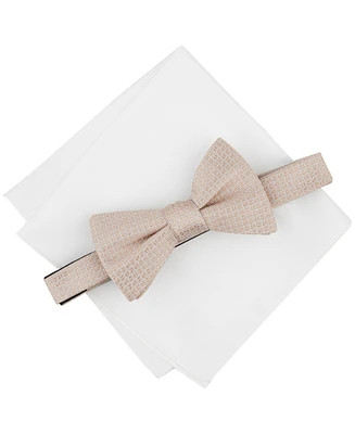 Alfani Men's Dawson Textured Bow Tie & Solid Pocket Square Set, Created for Macy's
