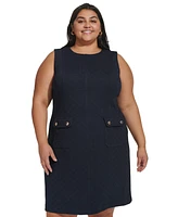 Tommy Hilfiger Plus Size Jacquard Sleeveless Shift Dress