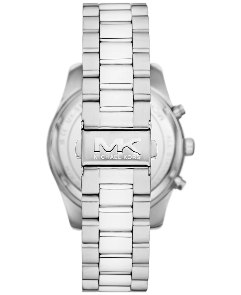 Michael Kors Men's Lexington Chronograph Silver-Tone Stainless Steel Watch 44mm - Silver