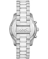 Michael Kors Men's Lexington Chronograph Silver-Tone Stainless Steel Watch 44mm - Silver