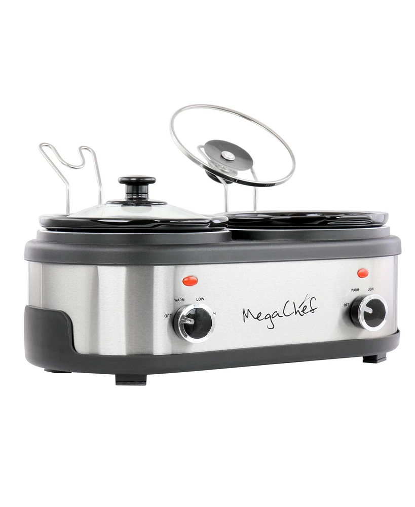 Megachef Dual 1.5 Quart Crock Buffet Slow Cooker