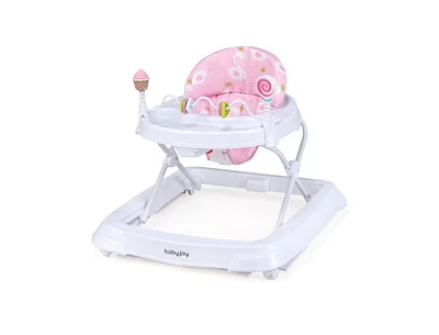 Foldable Baby Activity Walker with Adjustable Height and Detachable Seat Cushion
