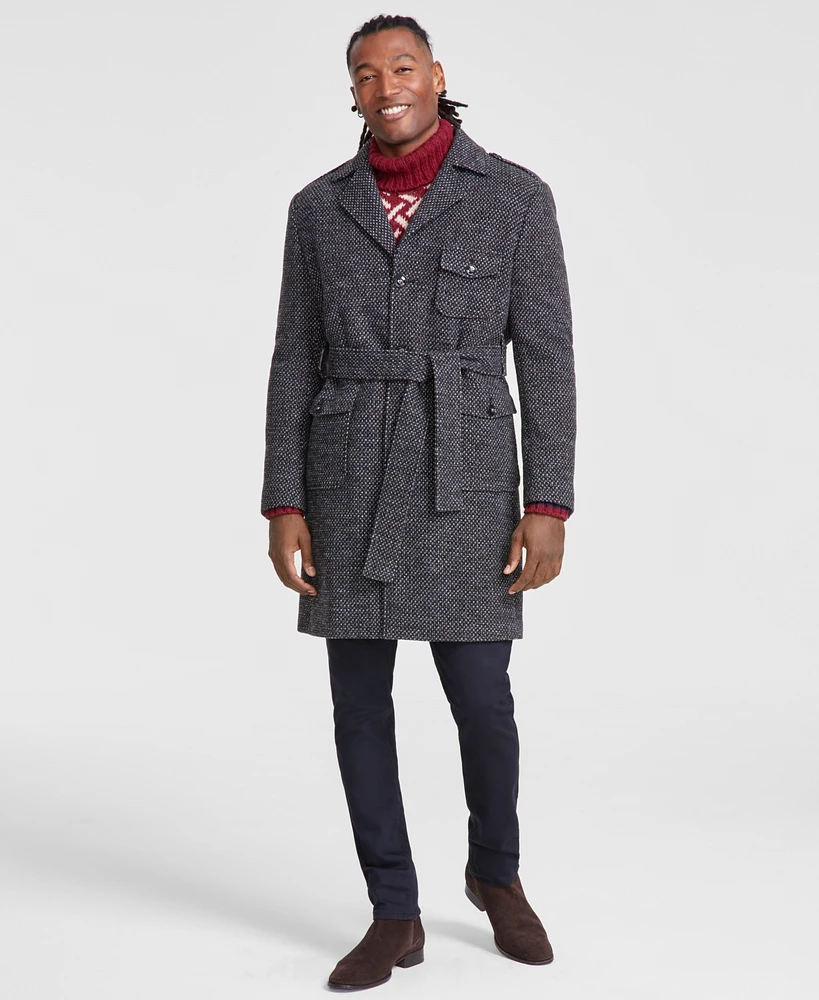 Tayion Collection Men's Classic-Fit Birdseye Grey Overcoat