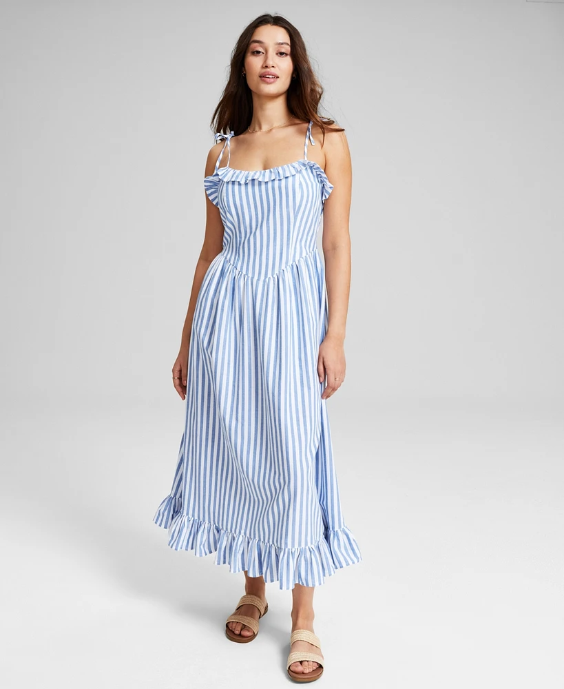 And Now This Women's Cotton Corset Ruffled Sleeveless Midi Dress, Created for Macy's