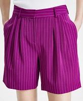 Tahari Asl Women's Pleated Pinstripe Shorts