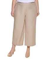 Calvin Klein Plus Linen Cropped Wide-Leg Pants