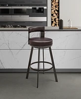 Armen Living Flynn 26" Swivel Counter Stool in Metal with Faux Leather