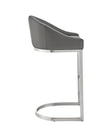 Armen Living Katherine 26" Counter Stool in Brushed Stainless Steel with Faux Leather