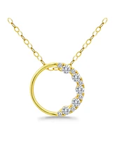 Giani Bernini Cubic Zirconia Circle Pendant Necklace in Sterling Silver, 16" + 2" extender, Created for Macy's