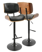 Lombardi Mid-Century Modern Adjustable Barstool in Faux Leather by Lumisource