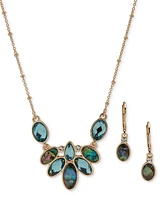 Anne Klein Gold-Tone Mixed Stone Statement Necklace & Drop Earrings Set