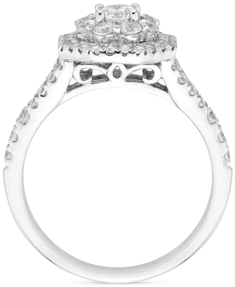Diamond Hexagon Halo Engagement Ring (1 ct. t.w.) in 14k White Gold