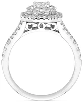 Diamond Halo Cluster Engagement Ring (1 ct. t.w.) in 14k White Gold