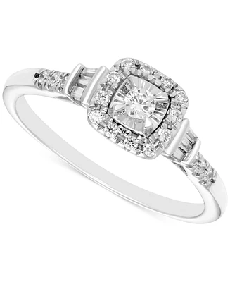 Diamond Halo Engagement Ring (1/4 ct. t.w.) in 14k White Gold