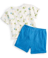 First Impressions Baby Boys 2-Pc. Vacation-Print Henley & Solid Shorts Set, Created for Macy's