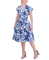 Jessica Howard Petite Cotton Poplin Floral Fit & Flare Dress
