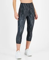 Id Ideology Women's Active Wavey-Print Cropped Compression Leggings, Created for Macy