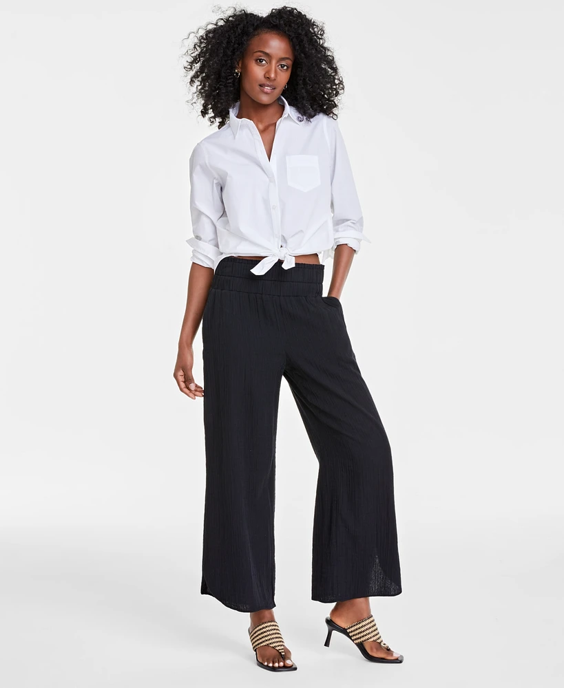 On 34th Women's Gauze Dolphin-Hem Ankle Pants