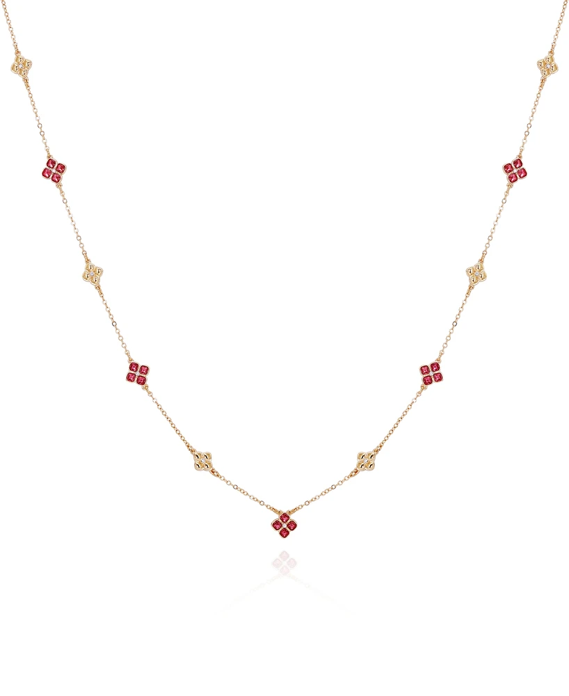 T Tahari Gold-Tone Rose Glass Stones Long Necklace, 36" + 3" Extender