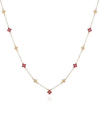 T Tahari Gold-Tone Rose Glass Stones Long Necklace, 36" + 3" Extender