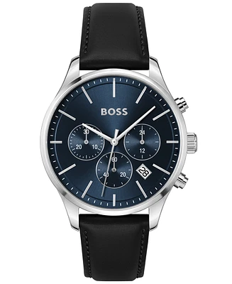 Boss Men's Chronograph Avery Leather Strap Watch 42mm
