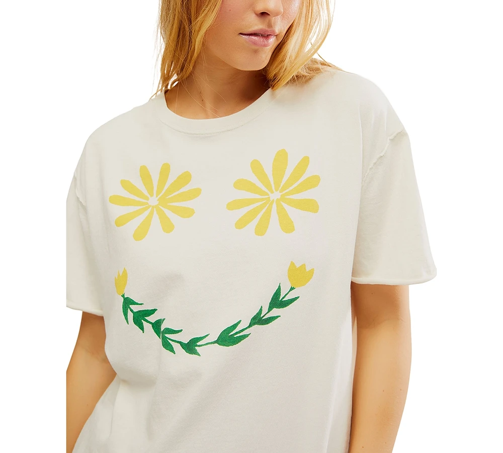 Free People Women's Sunshine Smiles Graphic Print Cotton T-Shirt