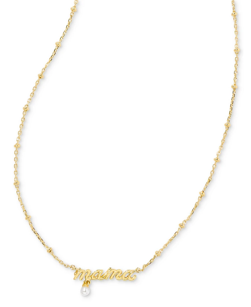 Kendra Scott 14k Gold-Plated Cultured Freshwater Pearl Mama Script 19" Adjustable Pendant Necklace