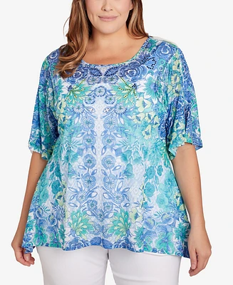 Ruby Rd. Plus Size Embroidered Floral Top
