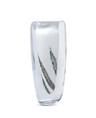 Vivience 11.5"H White Inner with Black Strokes Double Wall Glass Vase