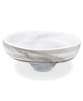 Vivience 10.75"D White with Black Strokes Glass Centerpiece Bowl