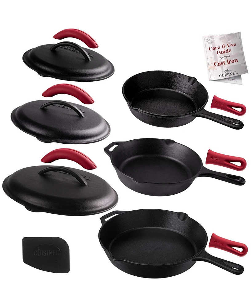 Cuisinel Cast Iron Skillet Set 8" inches + 10" inches + 12" inches