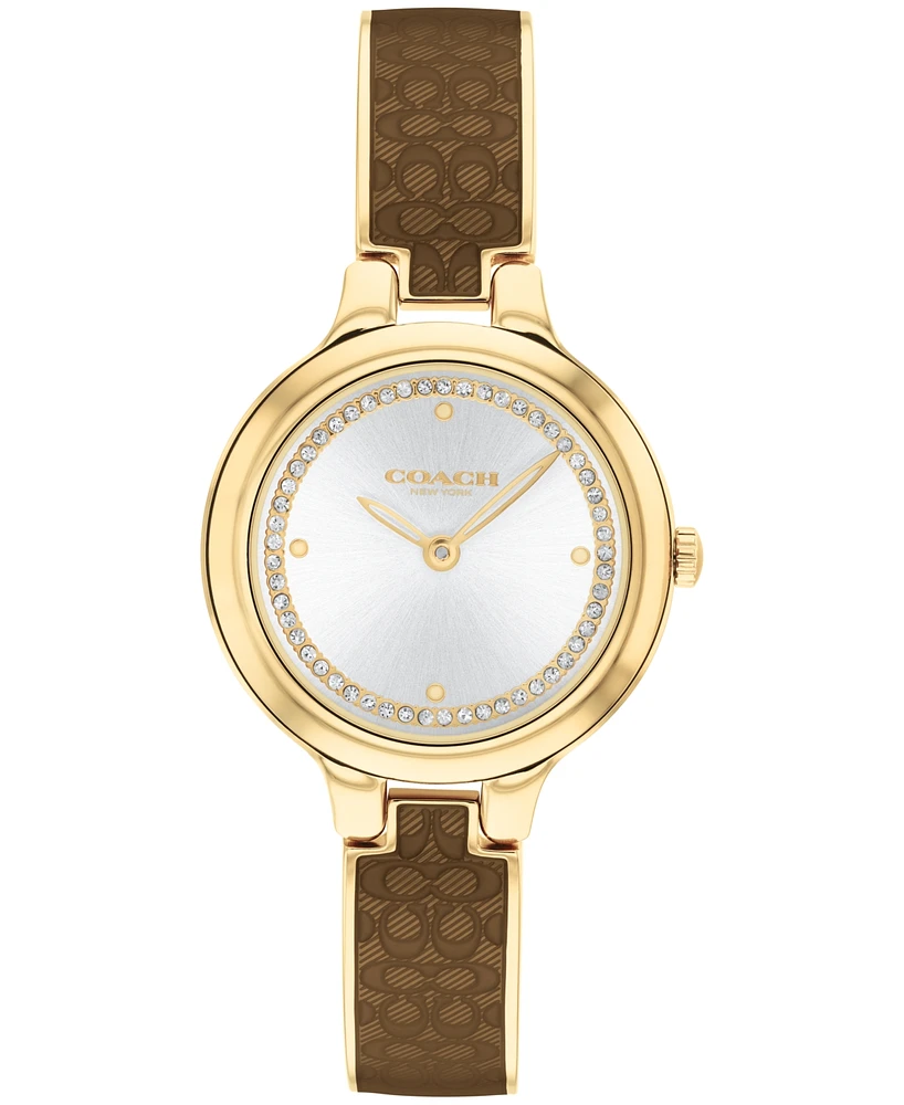 Coach Women's Chelsea Gold-Tone and Bronze Signature C Bangle Watch 27mm