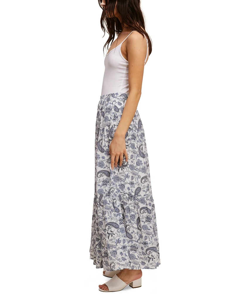 John Paul Richard Leno Gauze Printed Tiered Midi Skirt