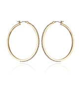 T Tahari Gold-Tone Textured Hoop Earrings