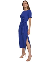 Dkny Women's Side-Tie Short-Sleeve Midi Dress