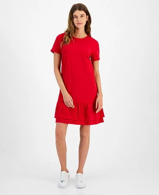 Tommy Hilfiger Women's Crewneck Short-Sleeve Embroidered Dress