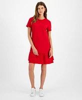 Tommy Hilfiger Women's Crewneck Short-Sleeve Embroidered Dress