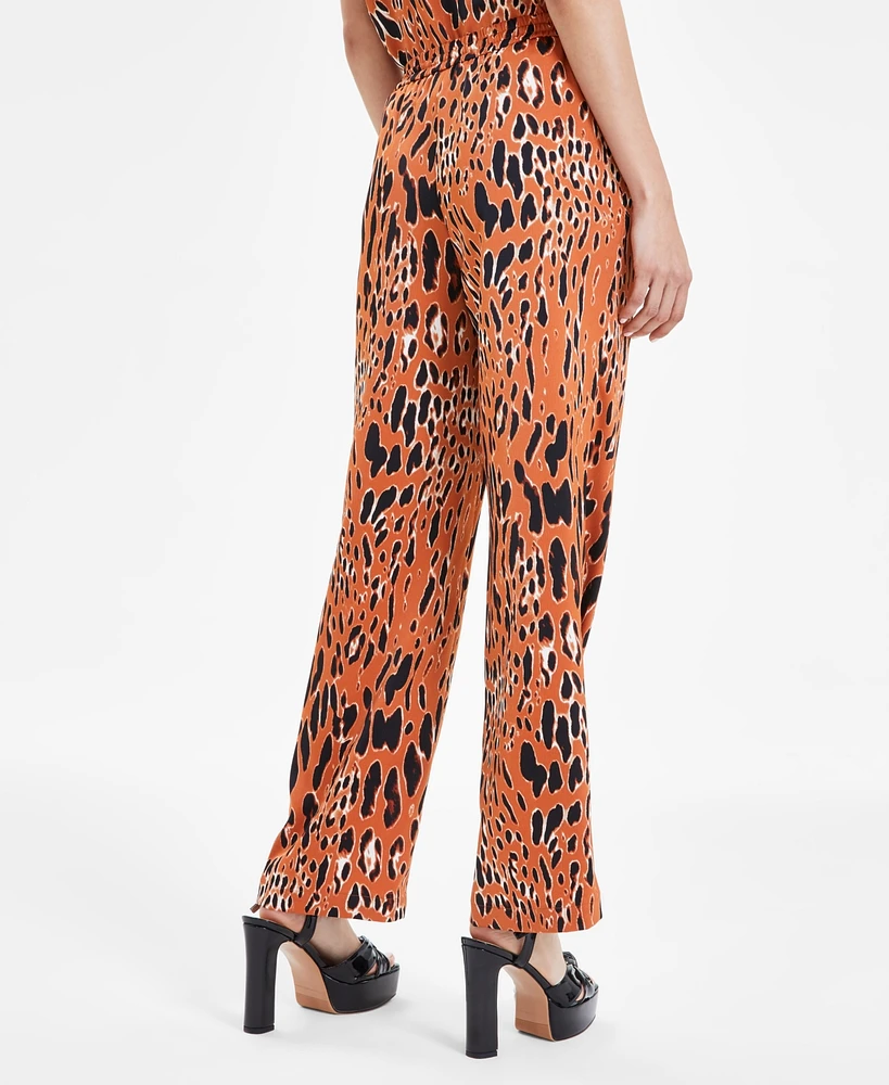 Bar Iii Women's Animal-Print Drawstring-Waist Pants, Created for Macy's