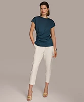 Donna Karan Women's Short Sleeve Side-Ruched Top