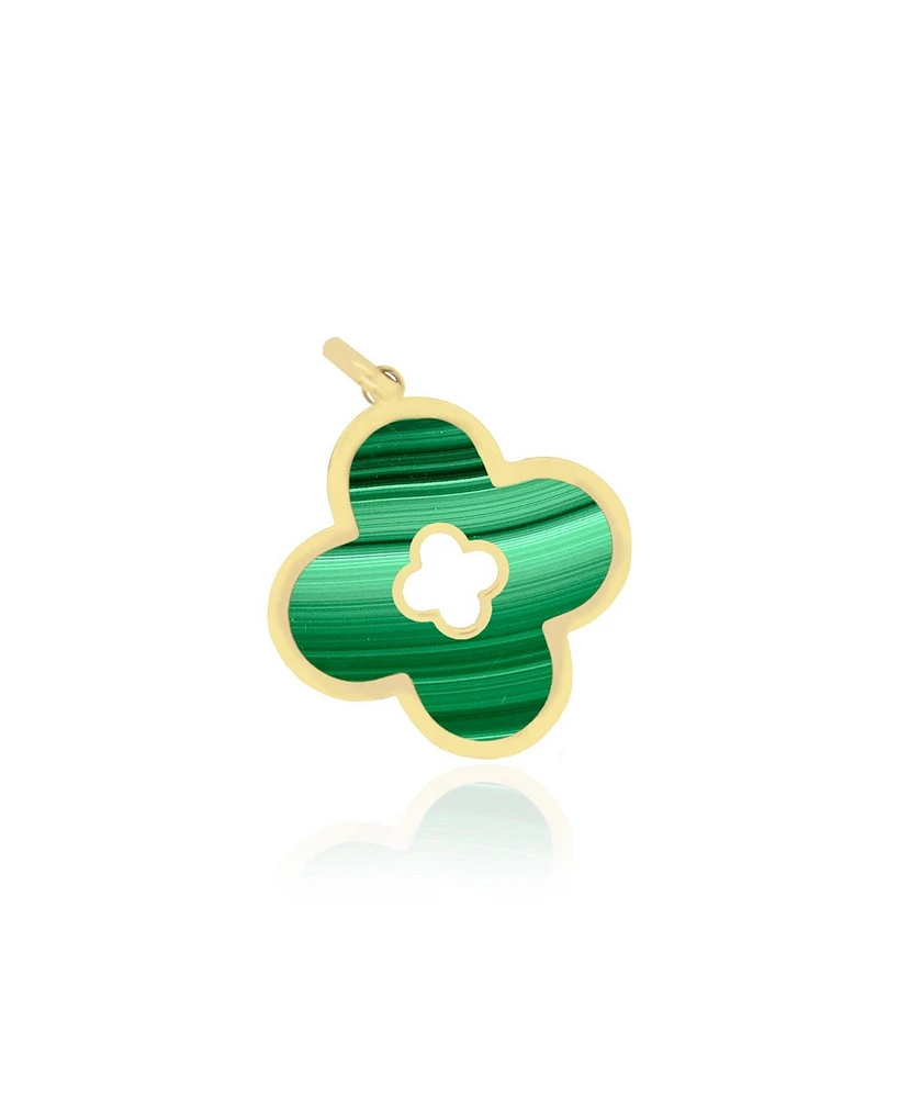 The Lovery Malachite Clover Cut Out Charm 14K Gold