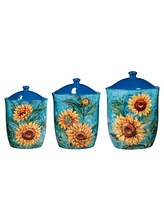 Certified International Golden Sunflowers Set of 3 Canisters