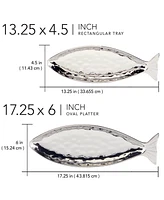 Certified International Silver Coast 3-d 2Pc Fish Platter Set