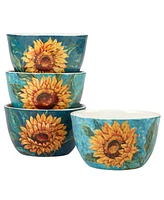 Certified International Golden Sunflowers Set of 4 Ice Cream Bowls