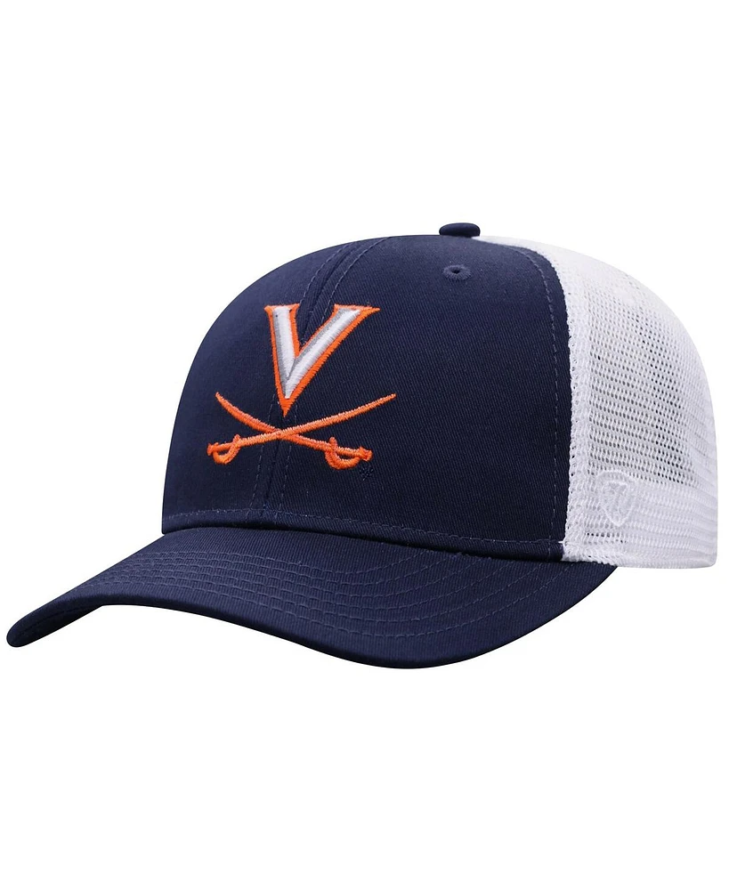 Men's Top of the World Navy, White Virginia Cavaliers Trucker Adjustable Hat