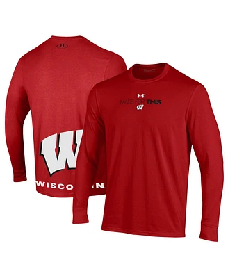 Men's and Women's Under Armour Red Wisconsin Badgers 2024 On-Court Bench Unity Performance Long Sleeve T-shirt