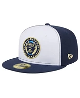 Men's New Era White, Navy Philadelphia Union 2024 Kick Off Collection 59FIFTY Fitted Hat
