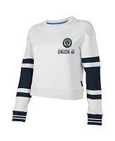 Women's Stadium Essentials White Philadelphia Union Scrimmage Cropped Pullover Sweatshirt